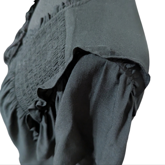 Paige Black Smocked Mini Dress Size S Boho Romantic Feminine Cottagecore - Picture 8 of 15